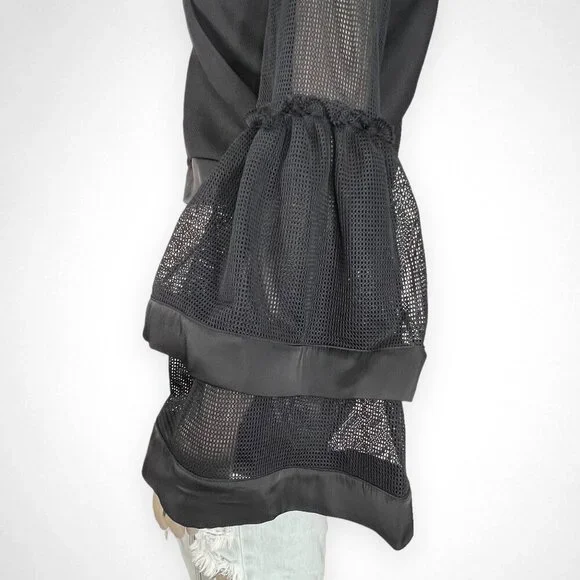GRACIA‎ Large Black Mesh Bell Shaped Sleeves Top Party - Picture 4 of 9